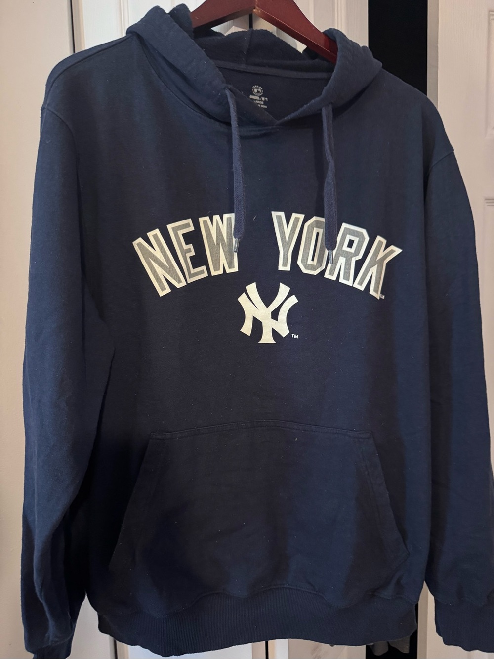 Champion Navy New York Pullover Hoodie with White Logo